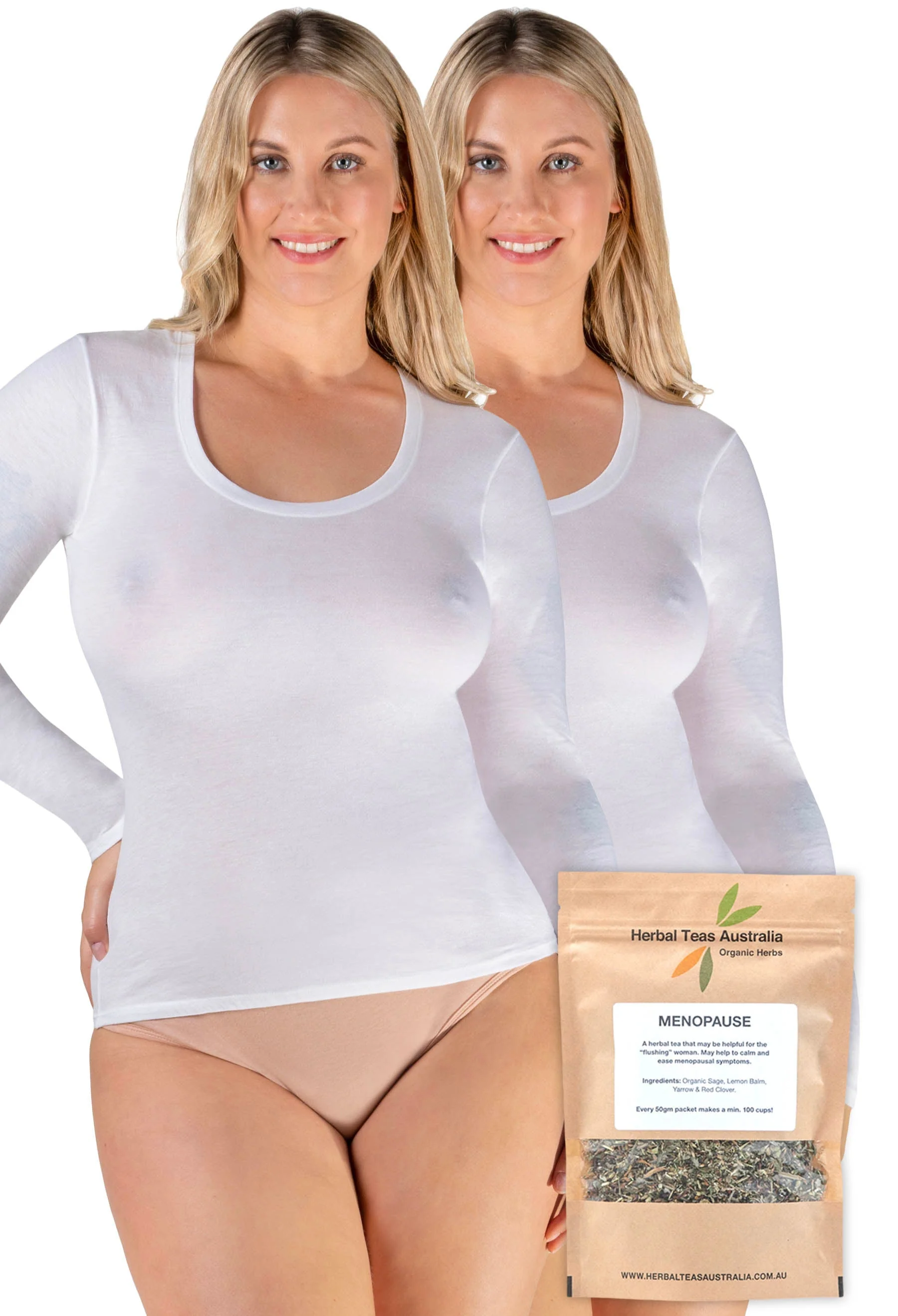 100% Cotton Long Sleeve Top 2 Pack + Menopause Relief Tea - Image 4