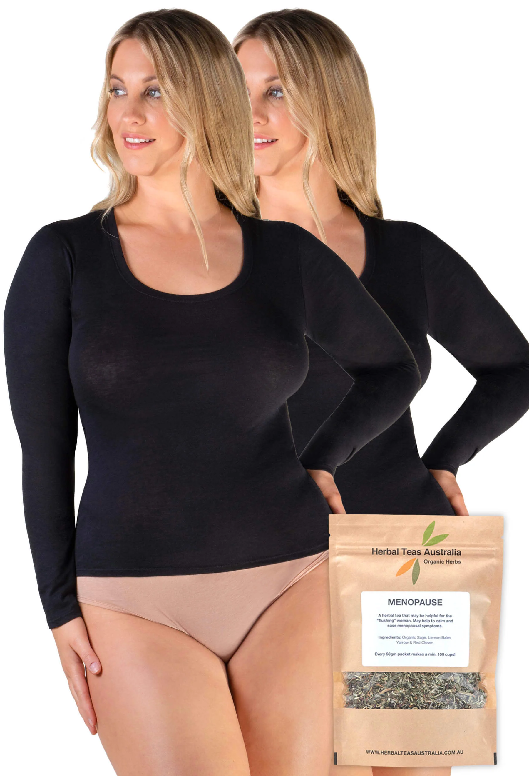 100% Cotton Long Sleeve Top 2 Pack + Menopause Relief Tea - Image 7