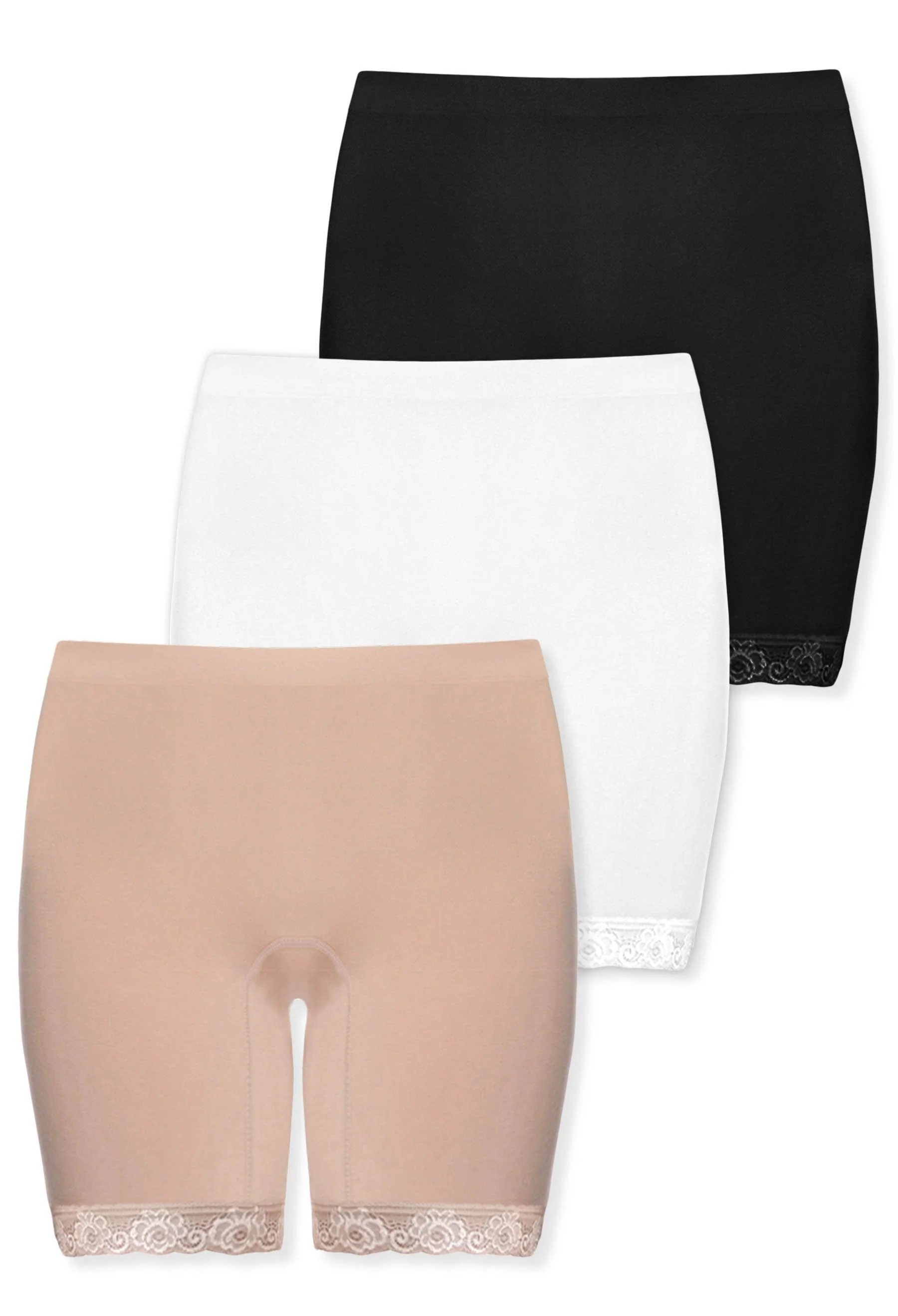 Anti Chafing Lace Midi Cotton Rich Shorts - 3 Pack - Image 12