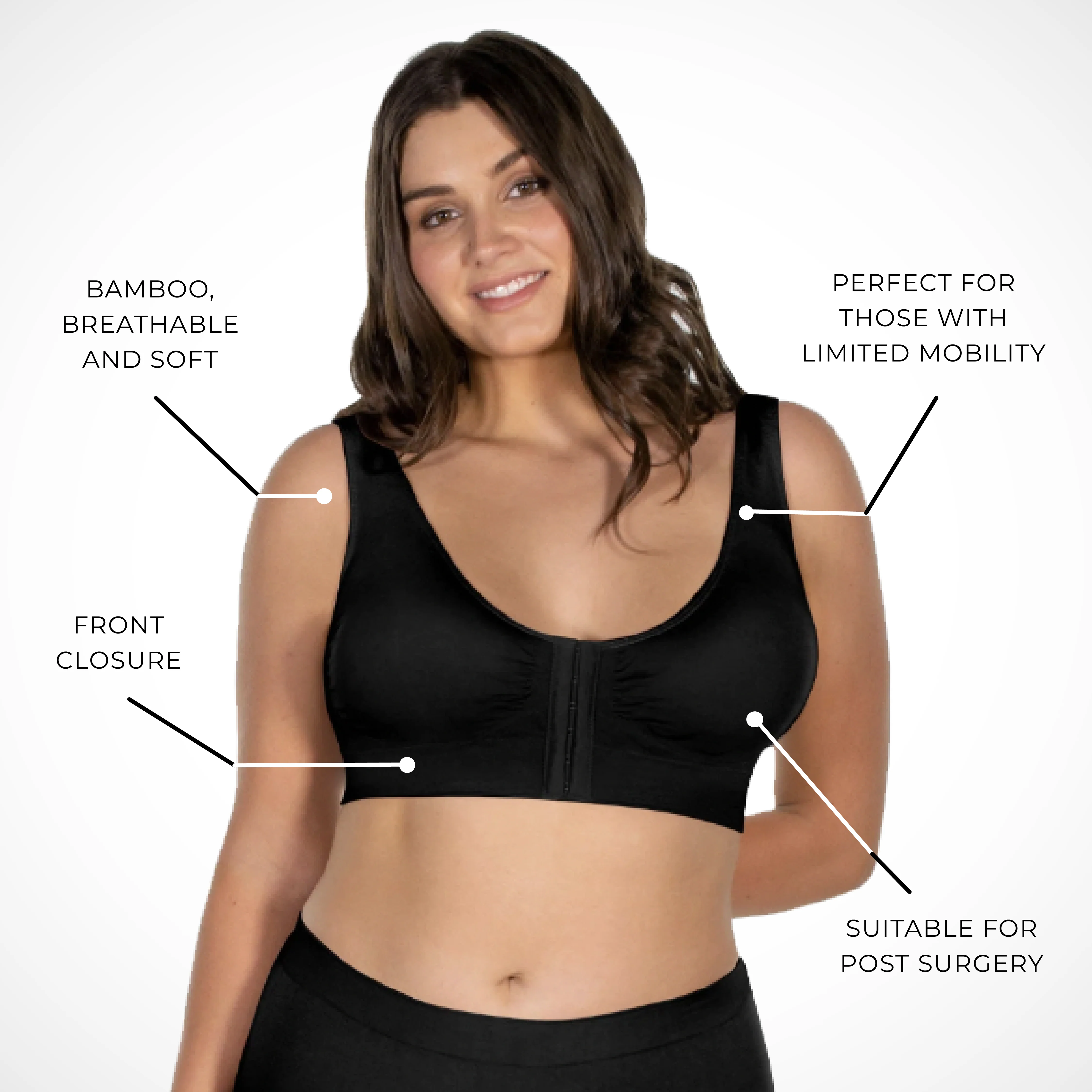 Bamboo Padded Front Closure Wire Free Bra - Image 3
