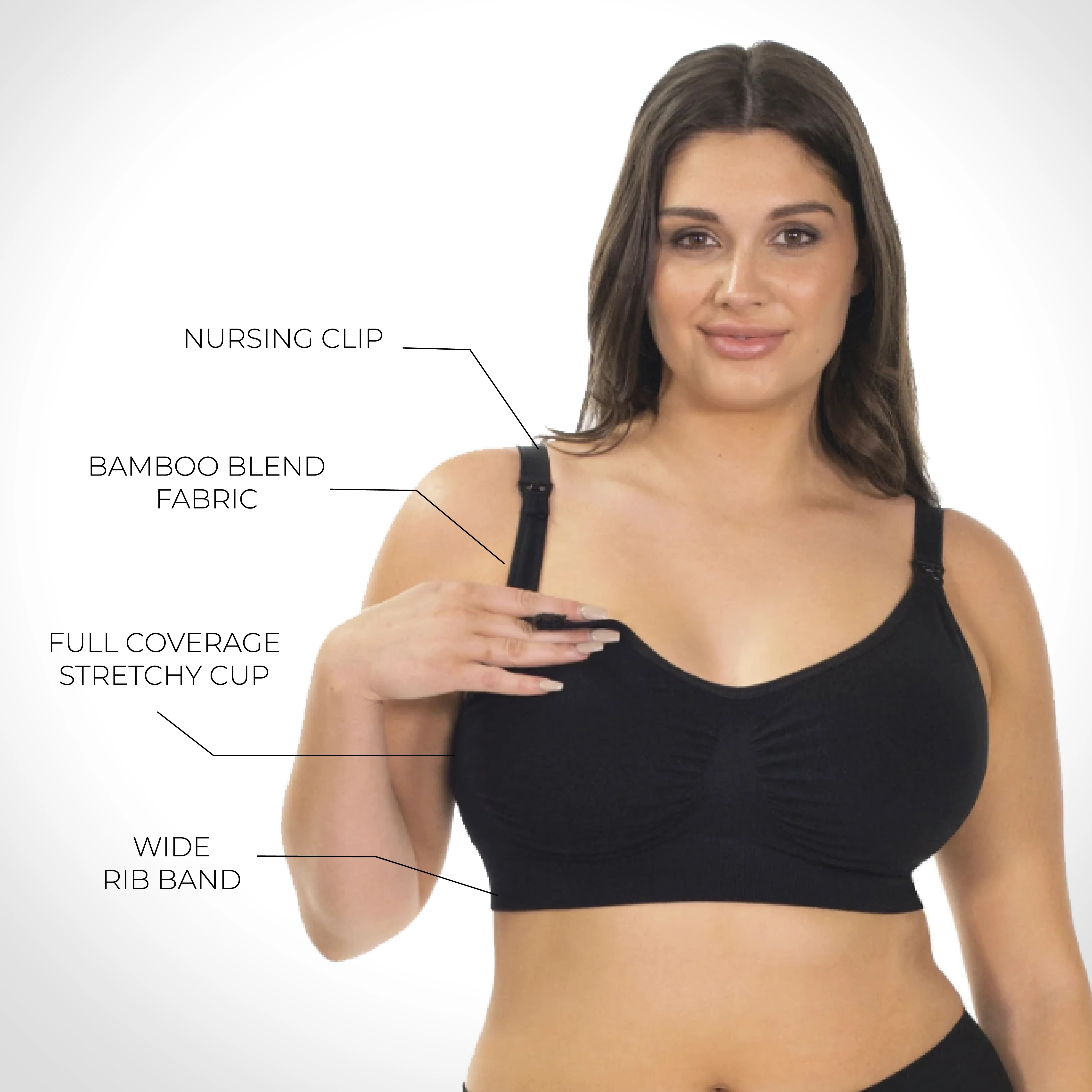 Bamboo Wire Free Maternity & Nursing Bra - Neutrals 3 Pack - Image 3
