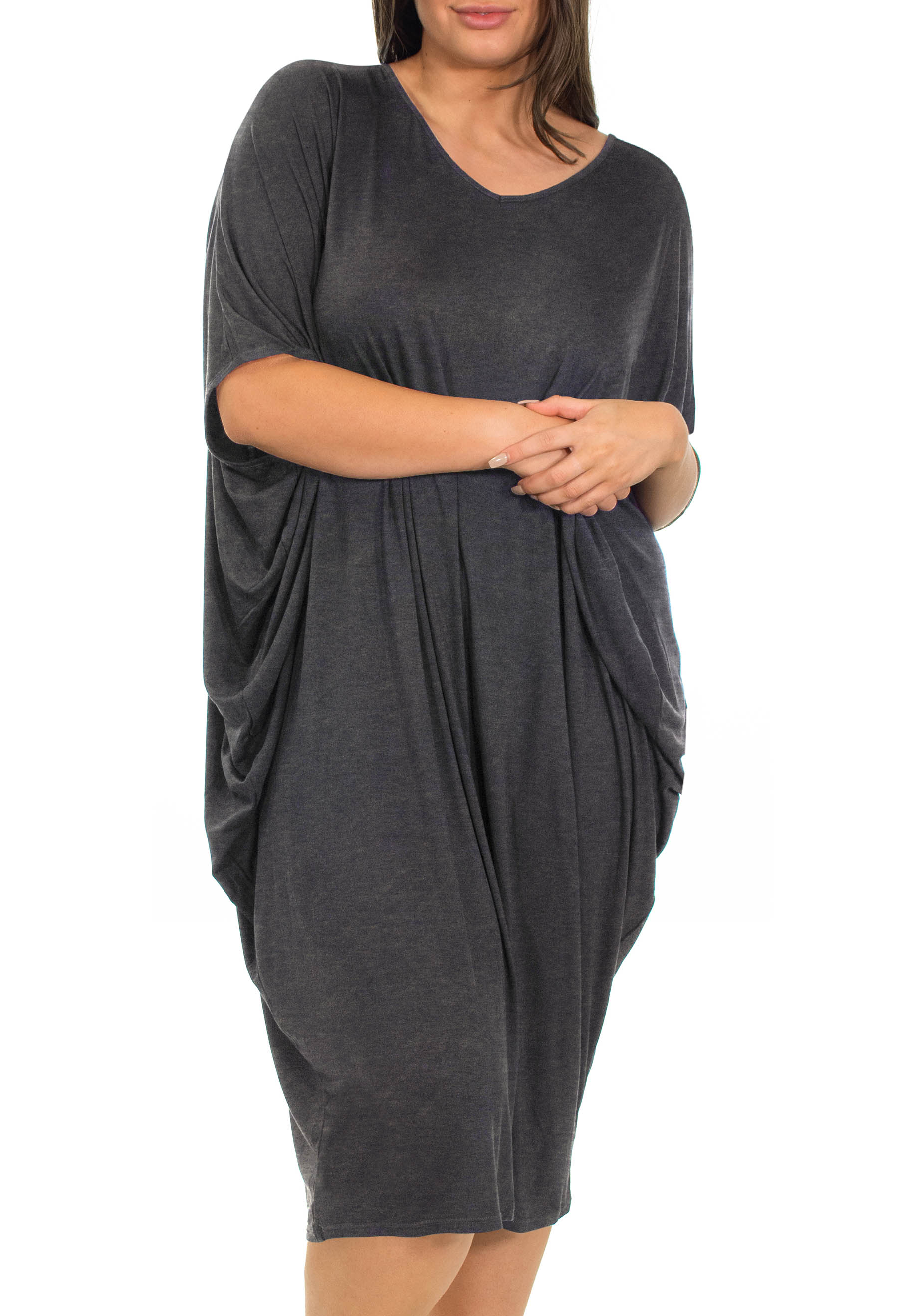 Bamboo V Neck Draped Dress - Image 11