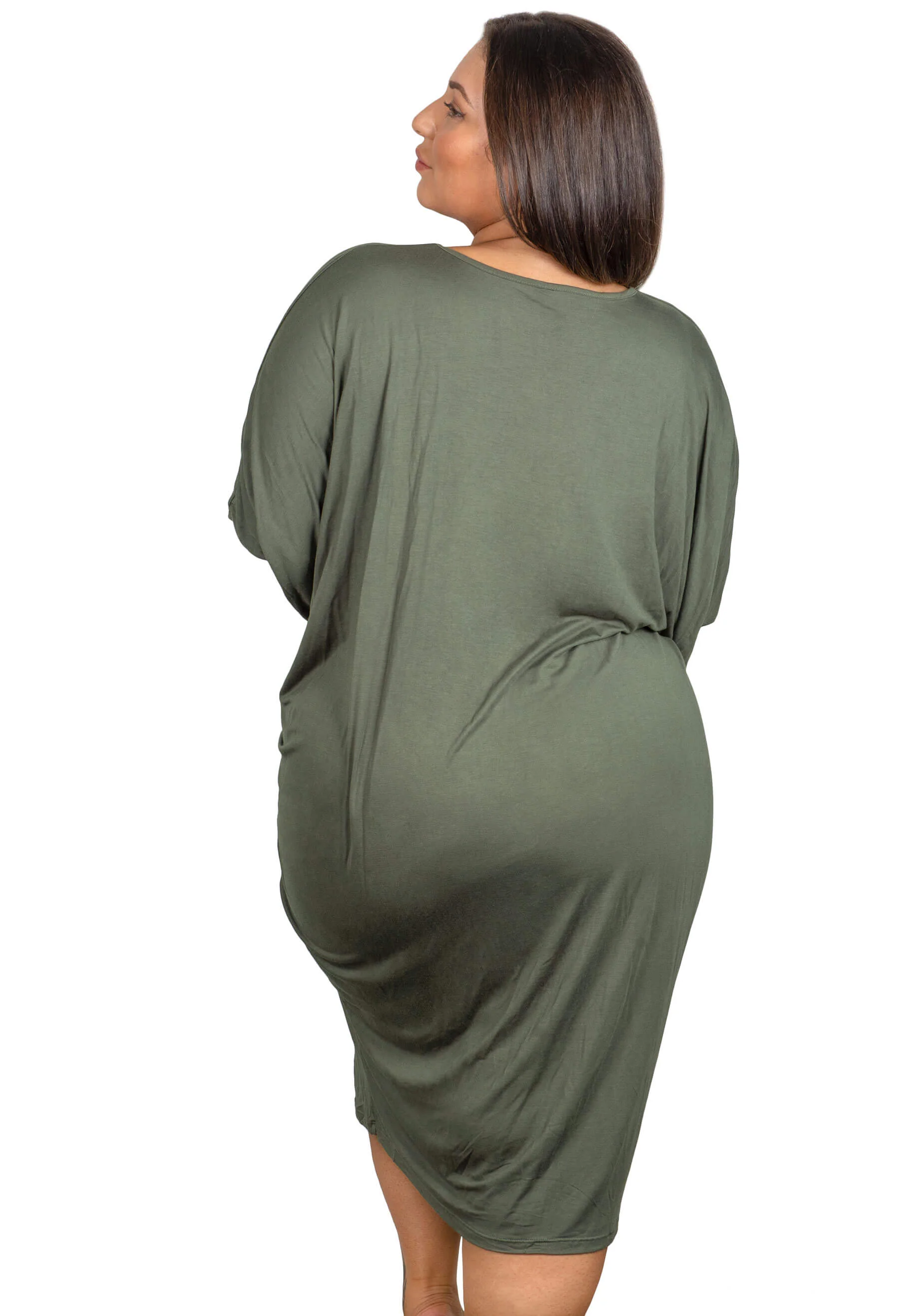 Bamboo V Neck Draped Dress - Image 16
