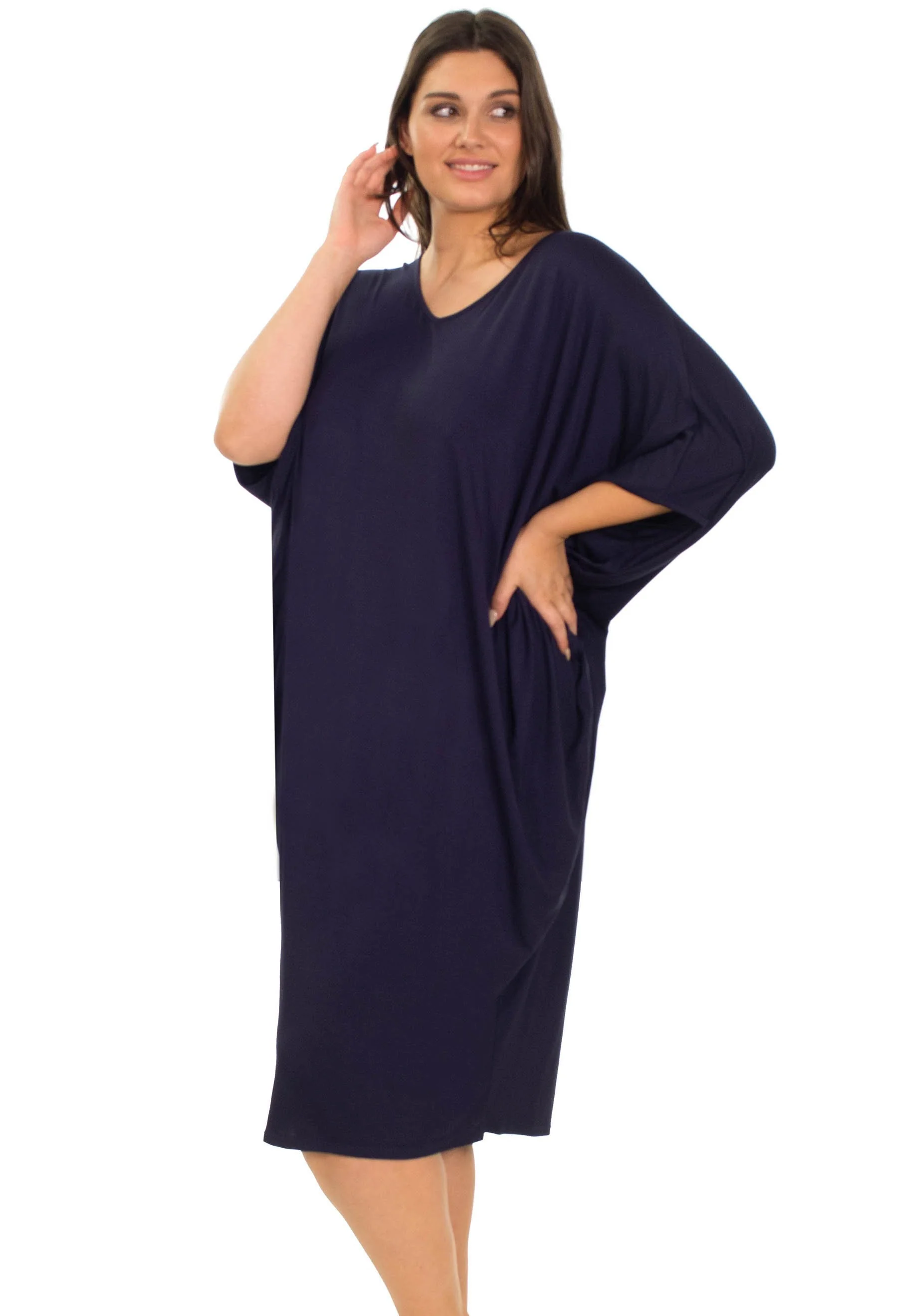 Bamboo V Neck Draped Dress - Image 9