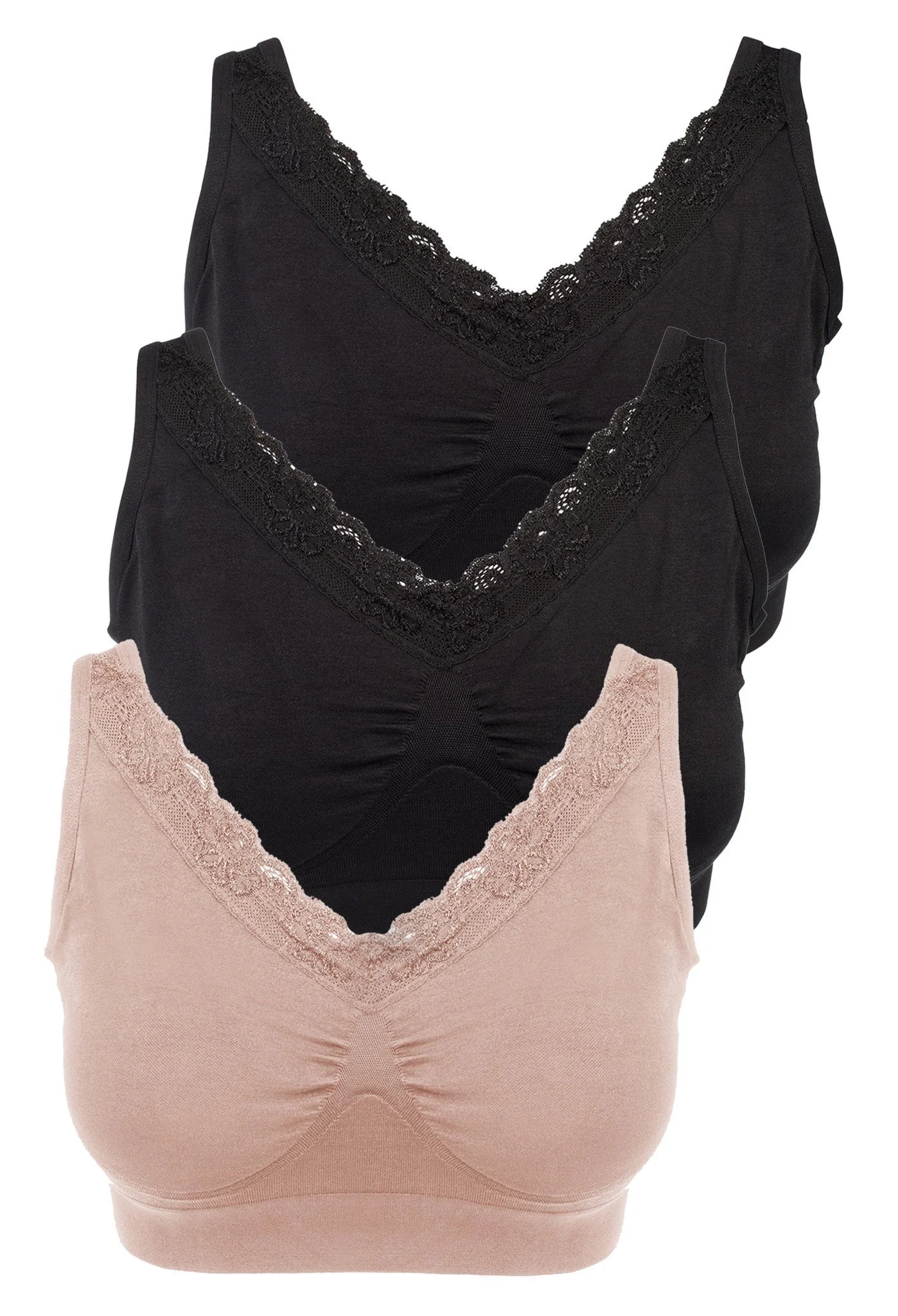 Lace Minimiser Wire Free Bra - Neutrals 3 Pack - Image 17