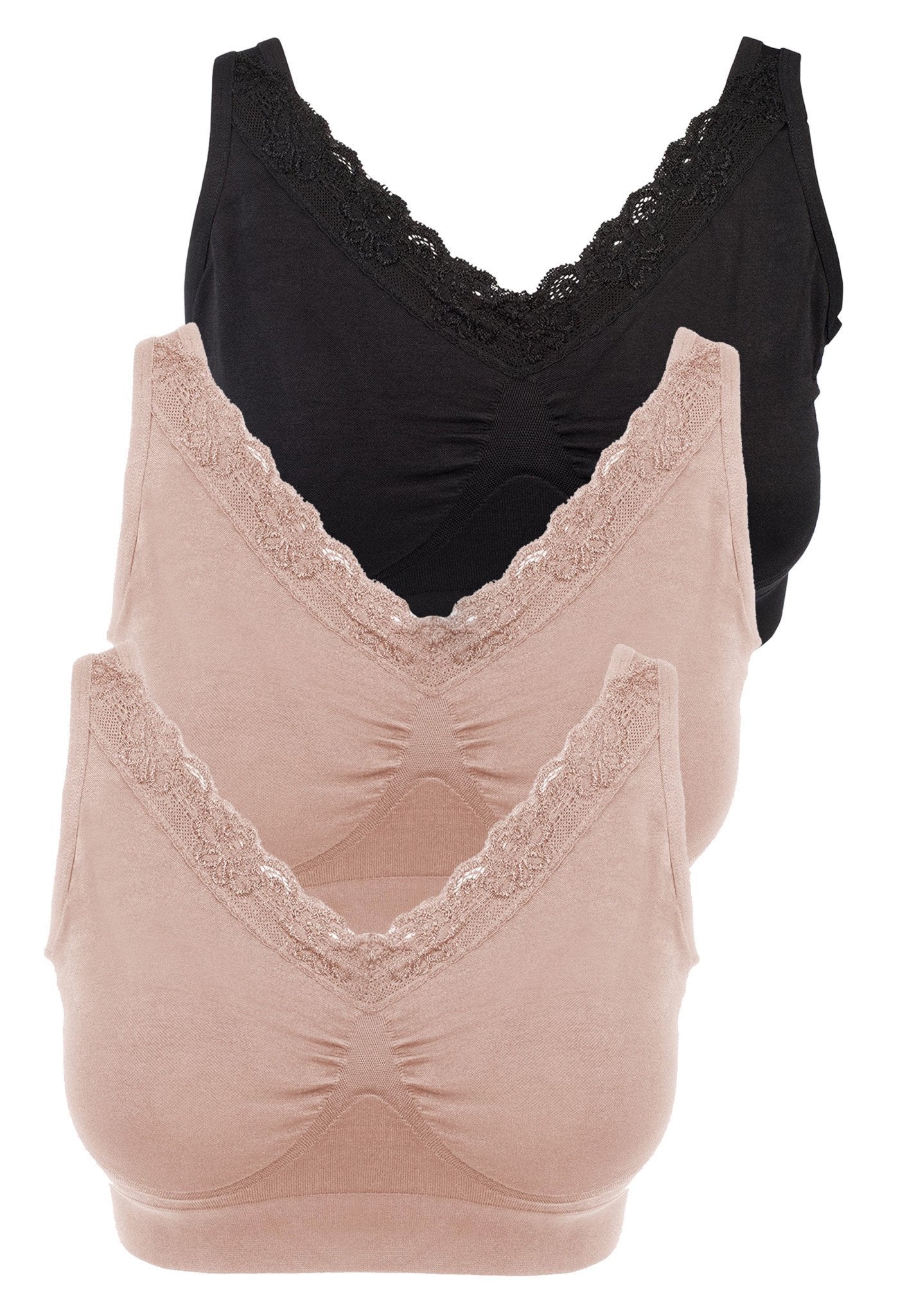 Lace Minimiser Wire Free Bra - Neutrals 3 Pack - Image 18