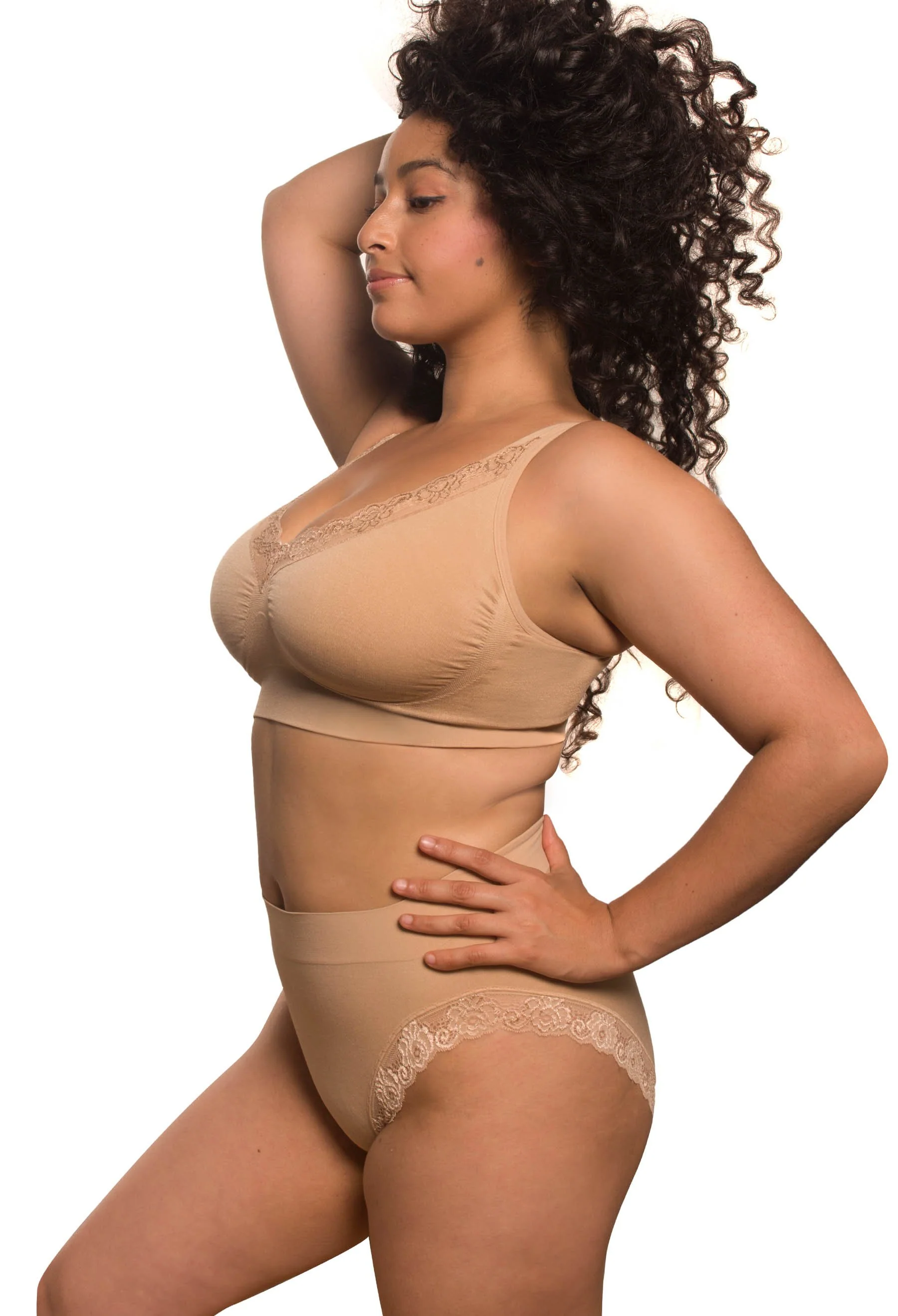 Lace Minimiser Wire Free Bra - Neutrals 3 Pack - Image 3