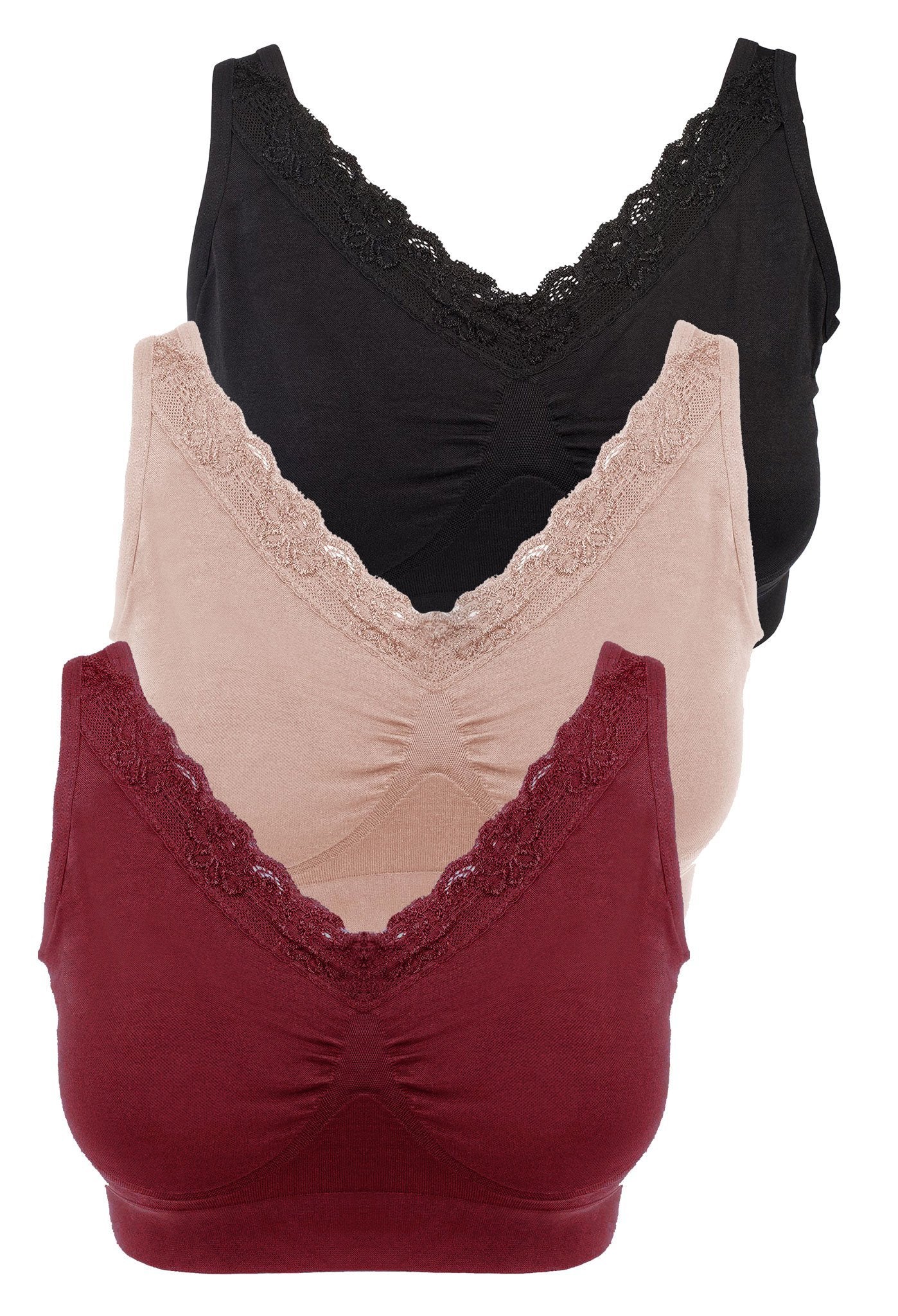 Lace Minimiser Wire Free Bra - Fancy 3 Pack - Image 25