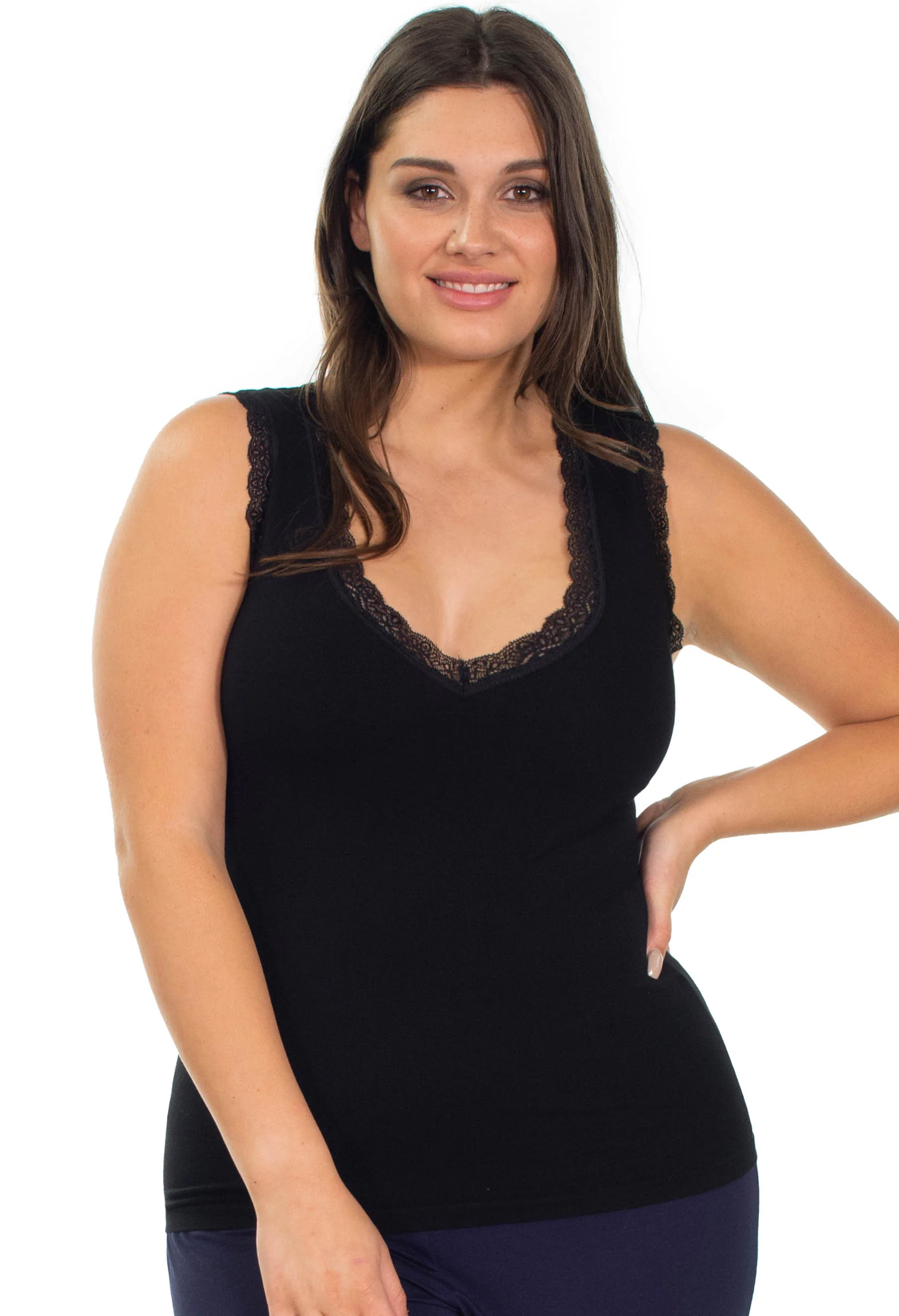 Luxury Cotton Rich Lace Tank Top - Image 3