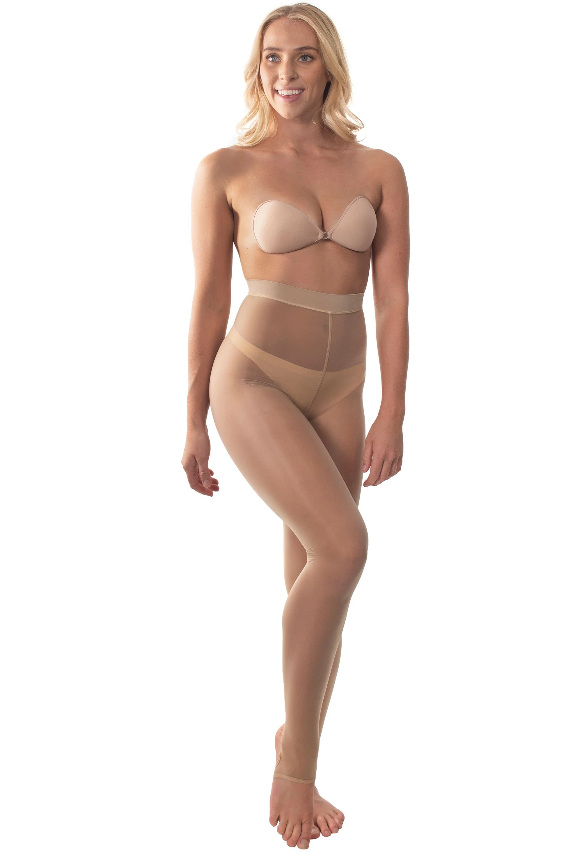 Ladder Resistant Shaping Stirrup Pantyhose Nude - Image 3