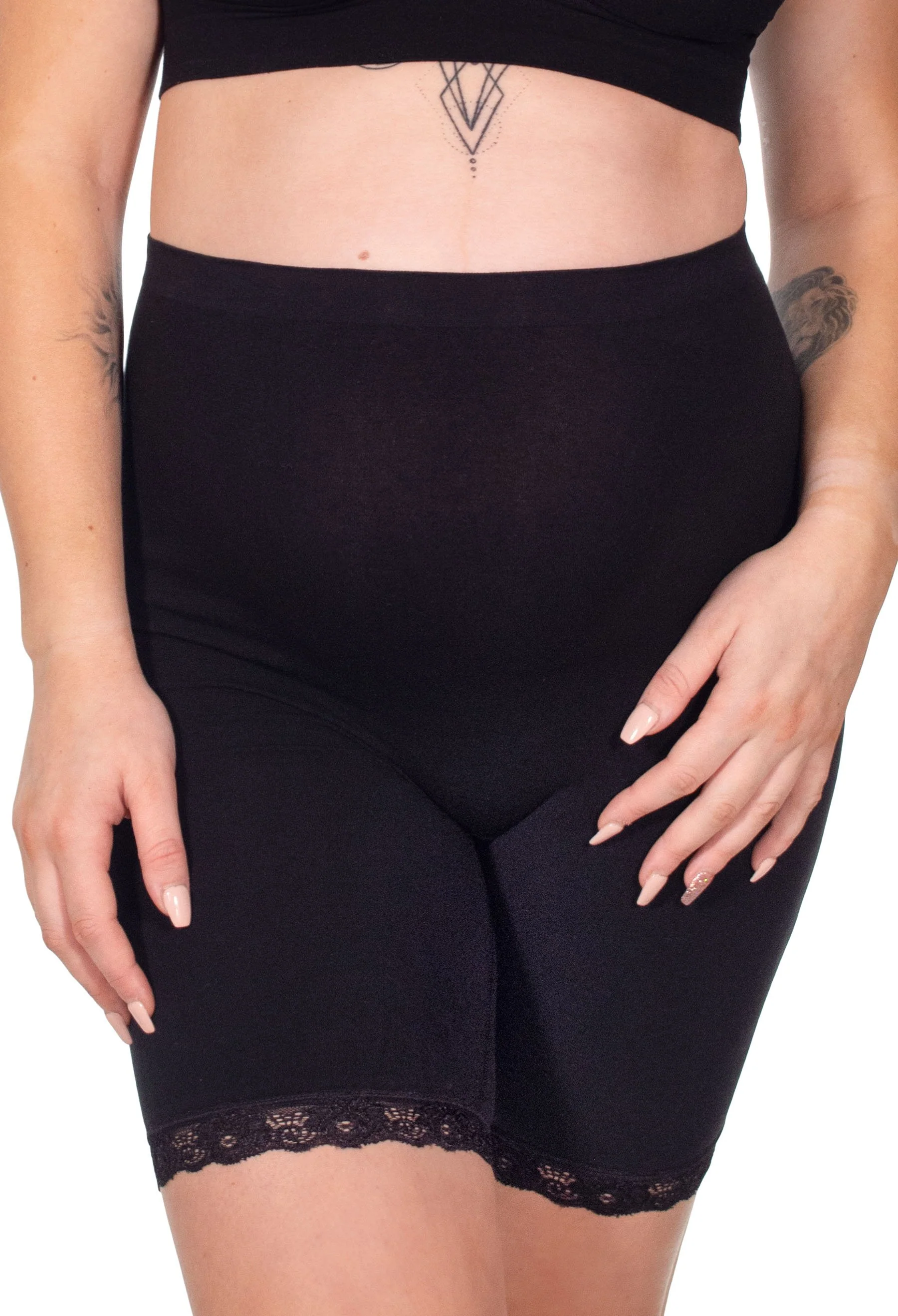 Maternity Anti Chafing High Rise Long Cotton Rich Shorts - Image 17