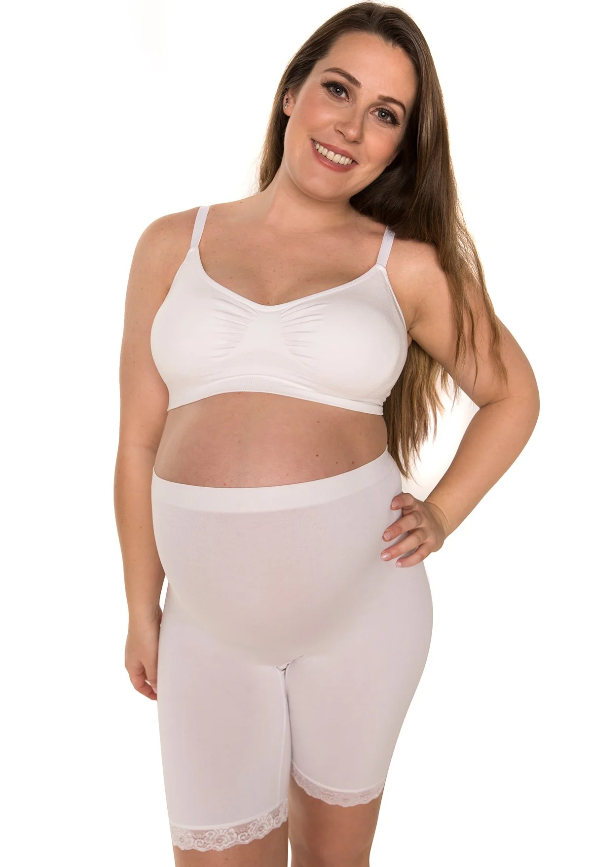 Maternity Anti Chafing High Rise Long Cotton Rich Shorts - 3 Pack - Image 10