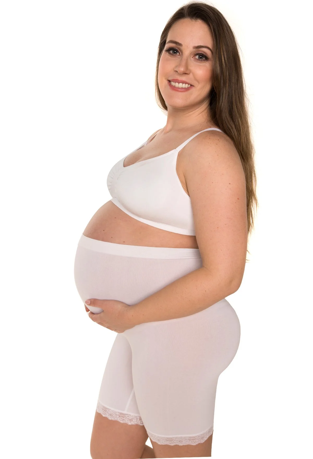 Maternity Anti Chafing High Rise Long Cotton Rich Shorts - 3 Pack - Image 11