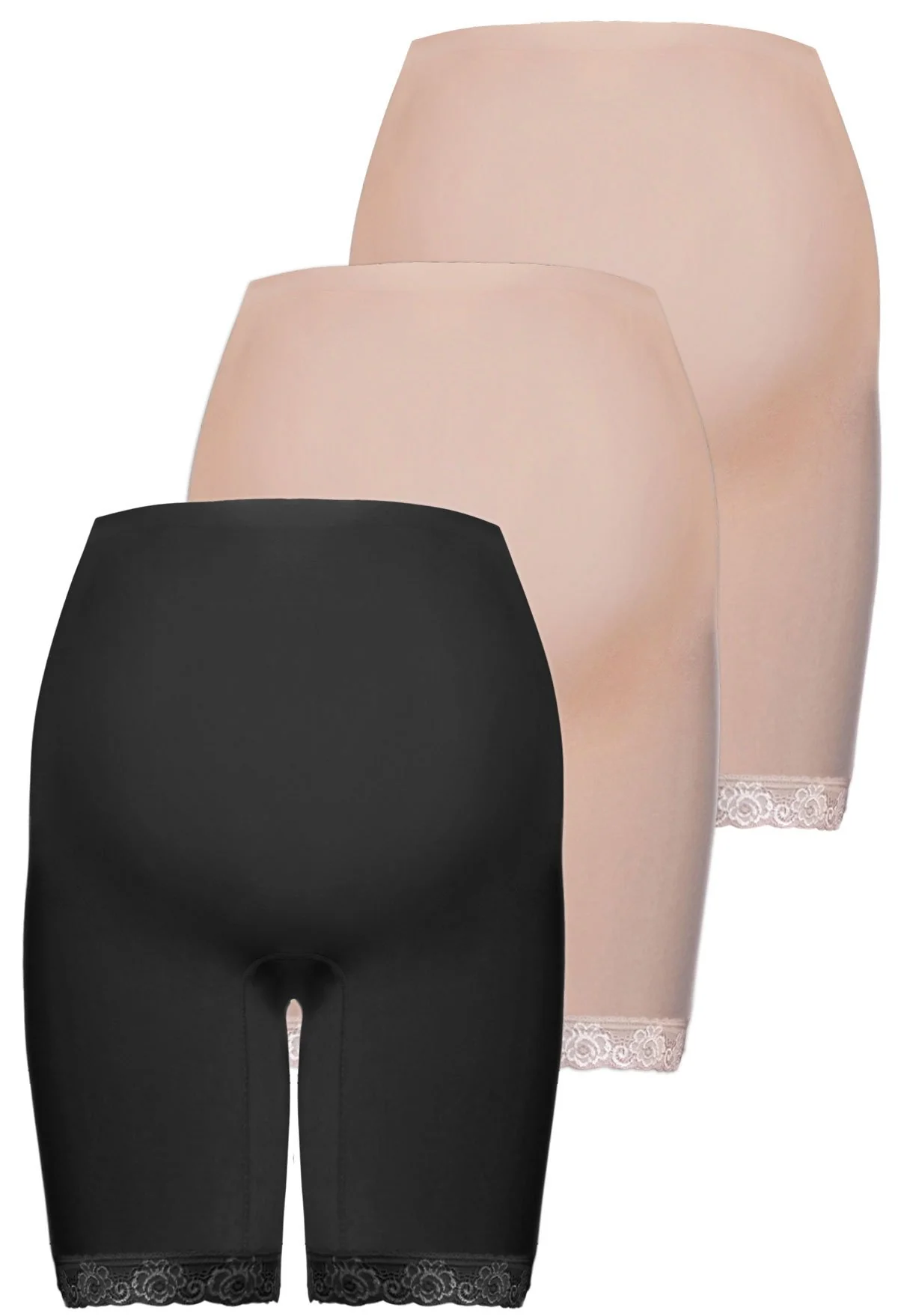 Maternity Anti Chafing High Rise Long Cotton Rich Shorts - 3 Pack - Image 14