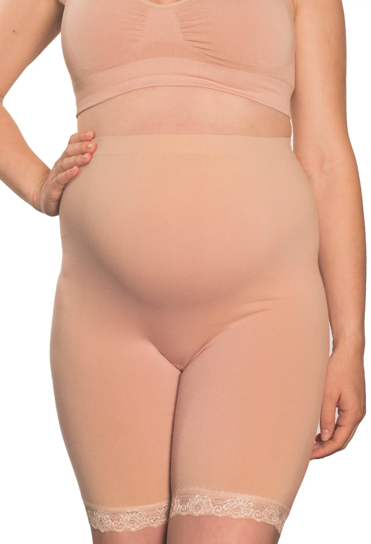 Maternity Anti Chafing High Rise Long Cotton Rich Shorts - 3 Pack - Image 6