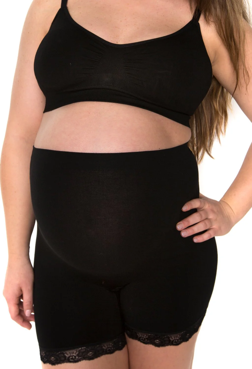 Maternity Anti Chafing High Rise Petite Cotton Rich Shorts - 3 Pack - Image 4