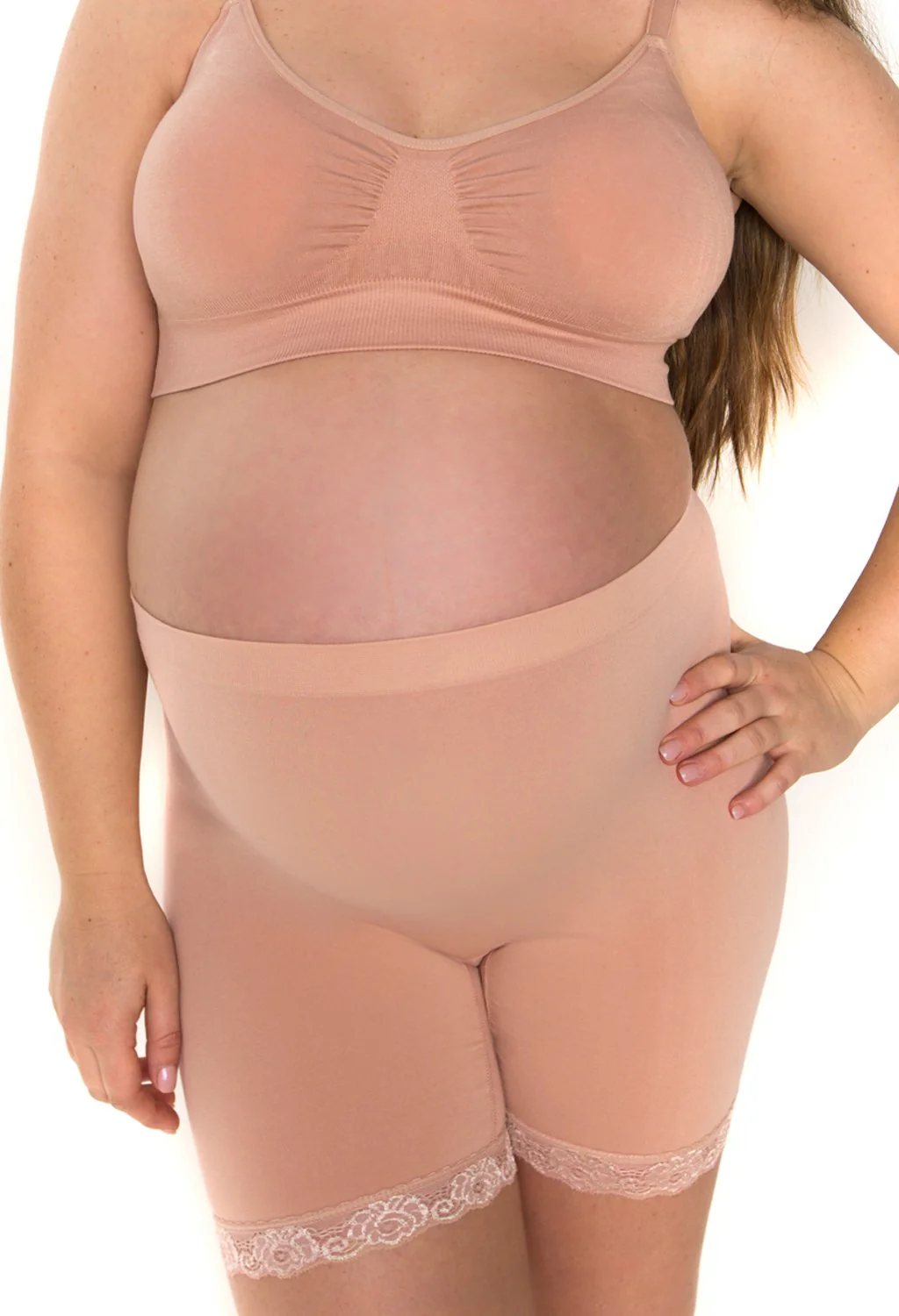 Maternity Anti Chafing High Rise Petite Cotton Rich Shorts - Image 6