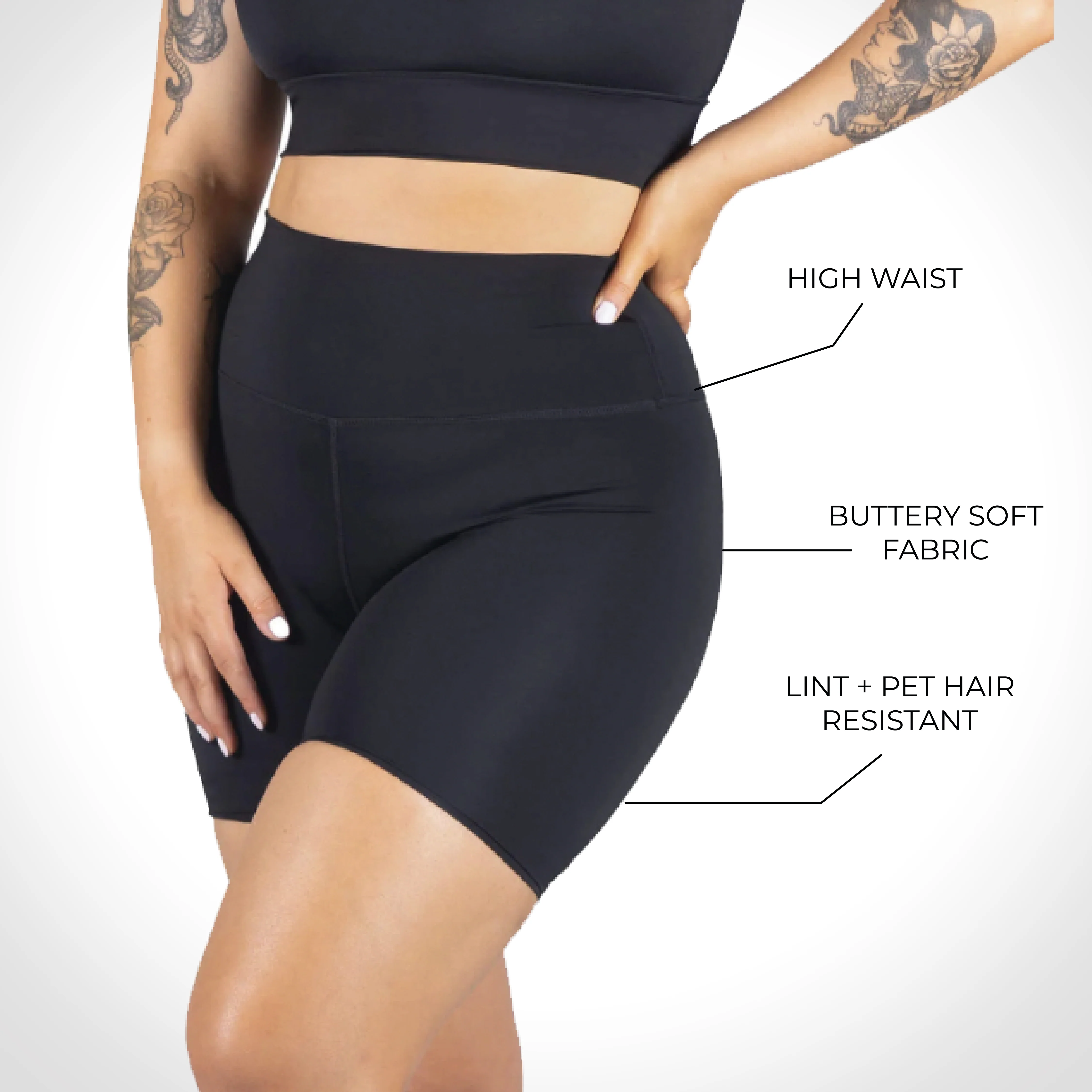 High Waisted Midi Biker Shorts (Lint & Pet Hair Resistant) - Image 3