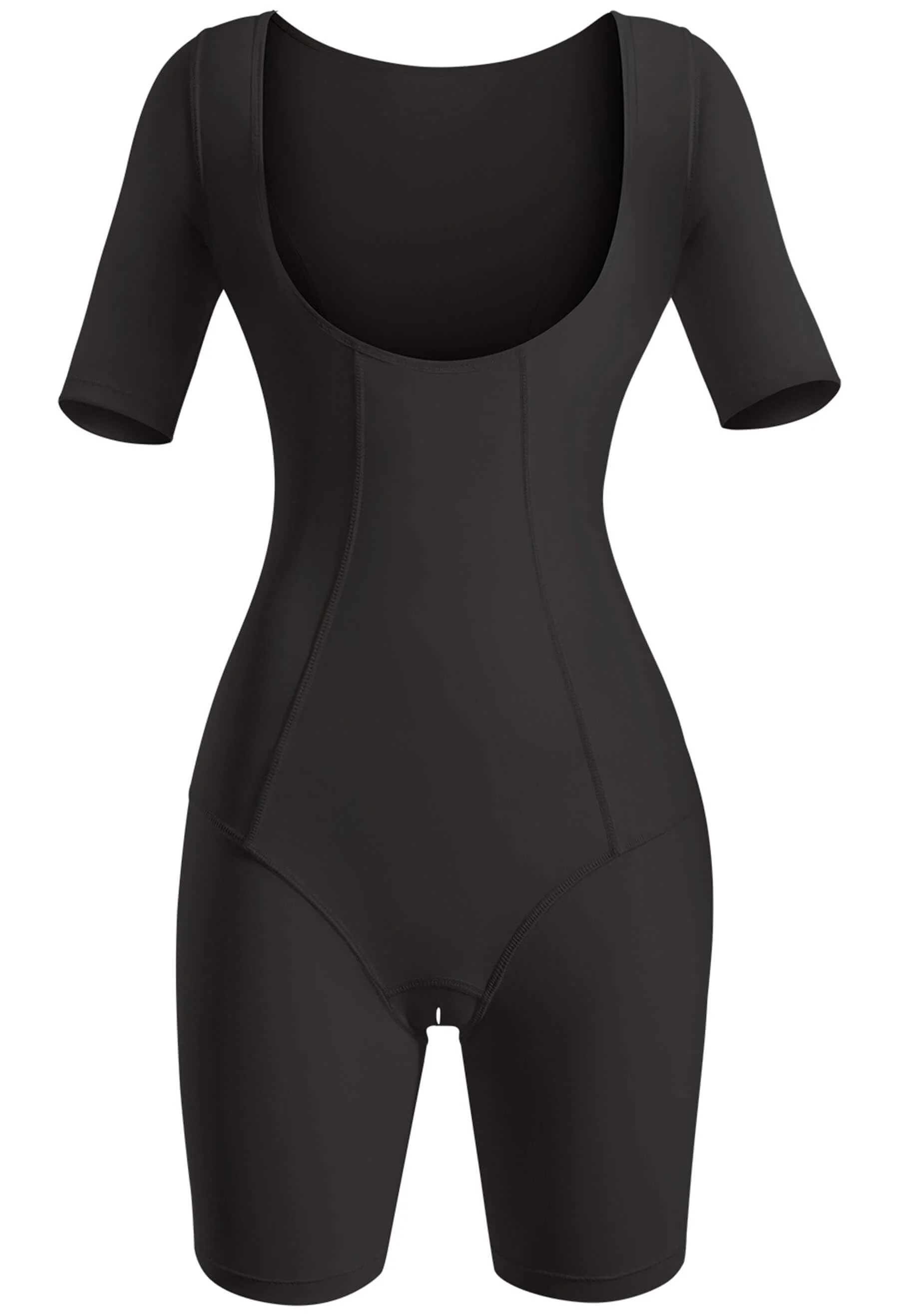 Open Bust Short Sleeve Shaping Bodysuit with Shorts - Image 10