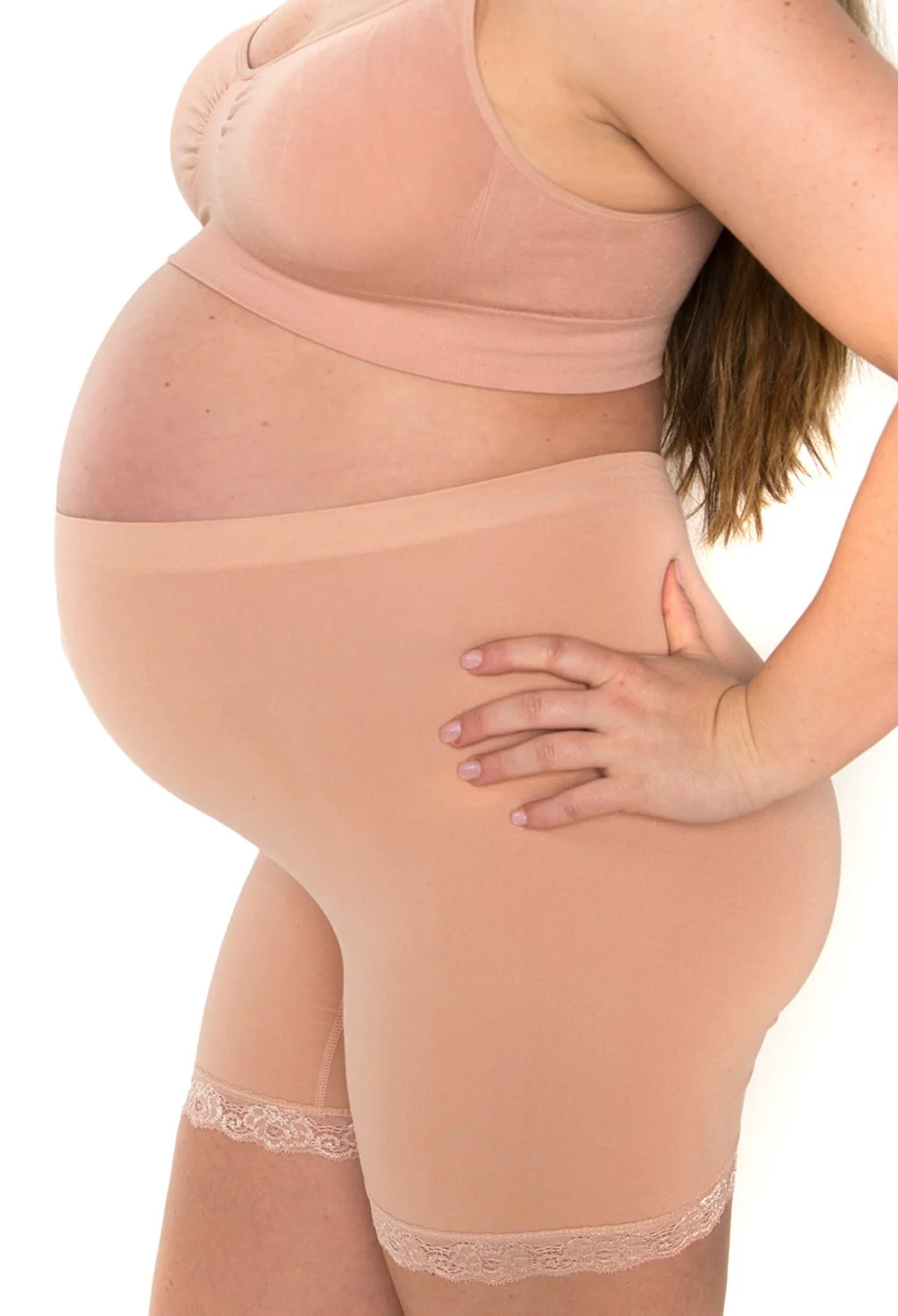 Maternity Anti Chafing High Rise Petite Cotton Rich Shorts - Image 5