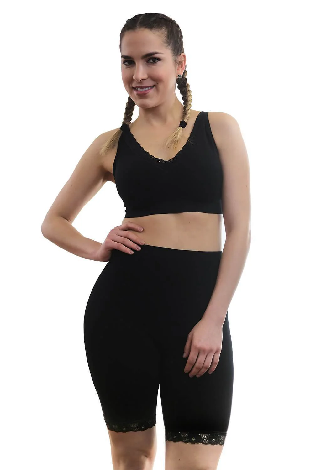 Anti Chafing High Rise Long Cotton Rich Shorts - 3 Pack - Image 6