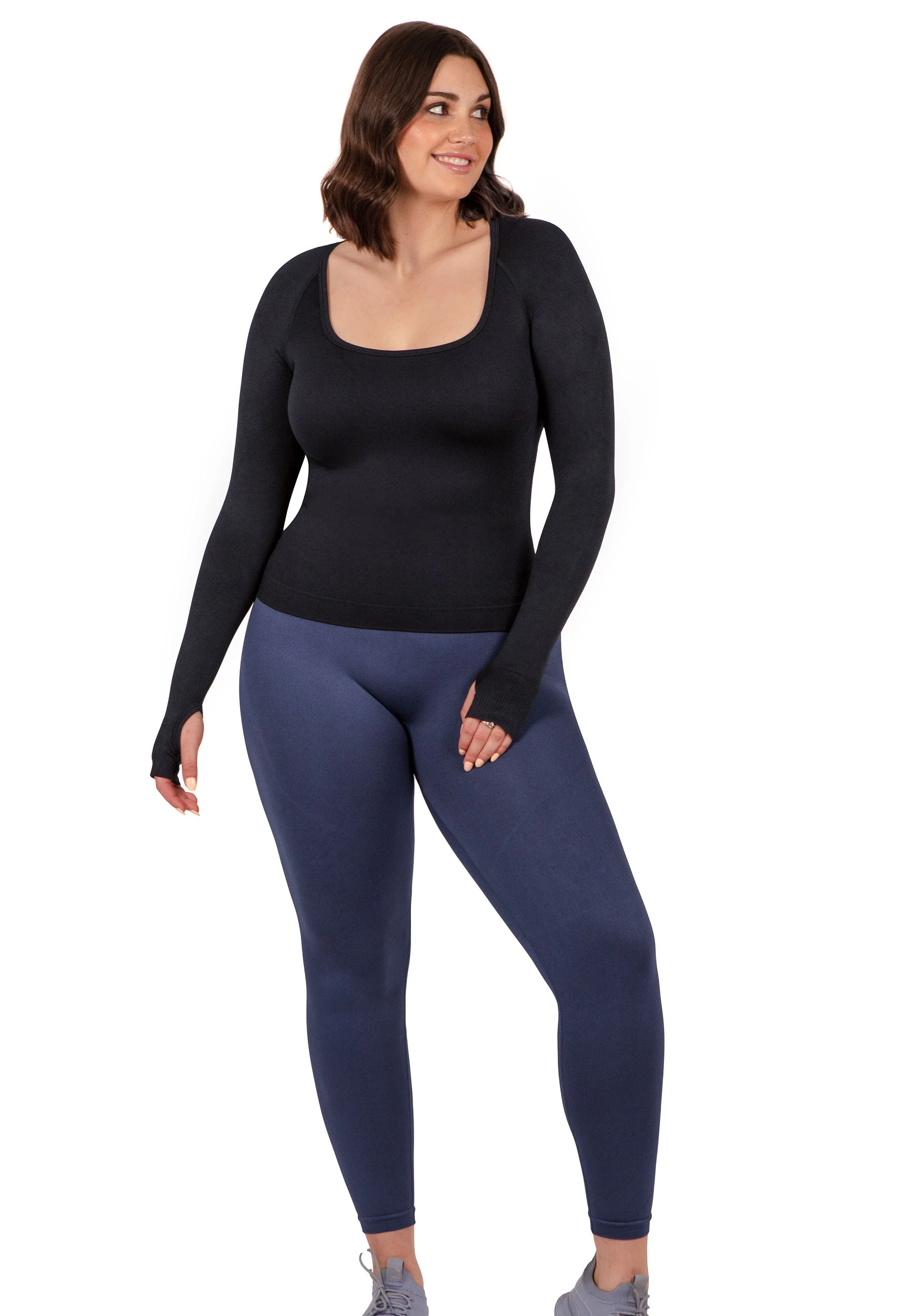 Seamless Square Neck Long Sleeve Top - Image 11