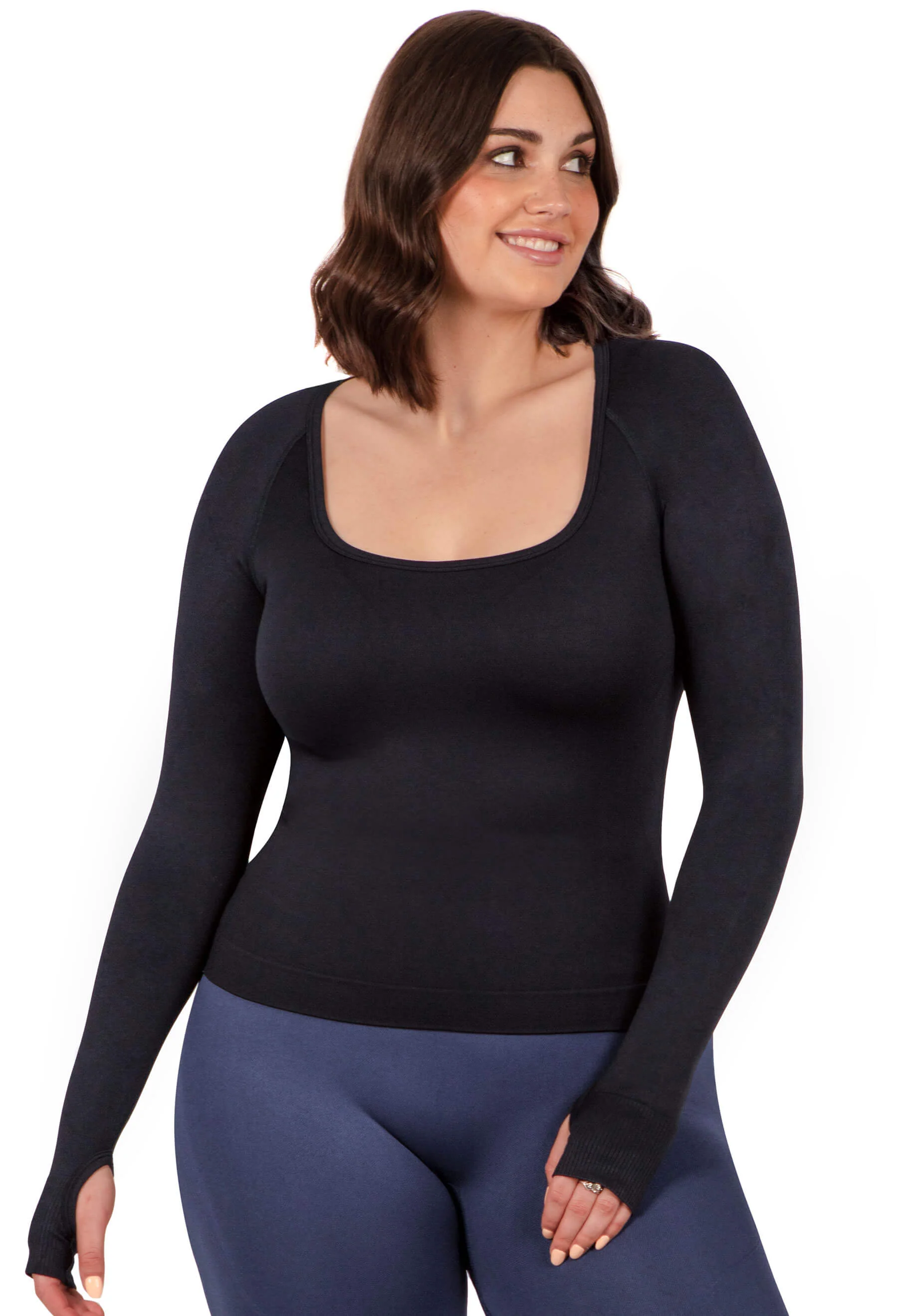 Seamless Square Neck Long Sleeve Top - Image 8