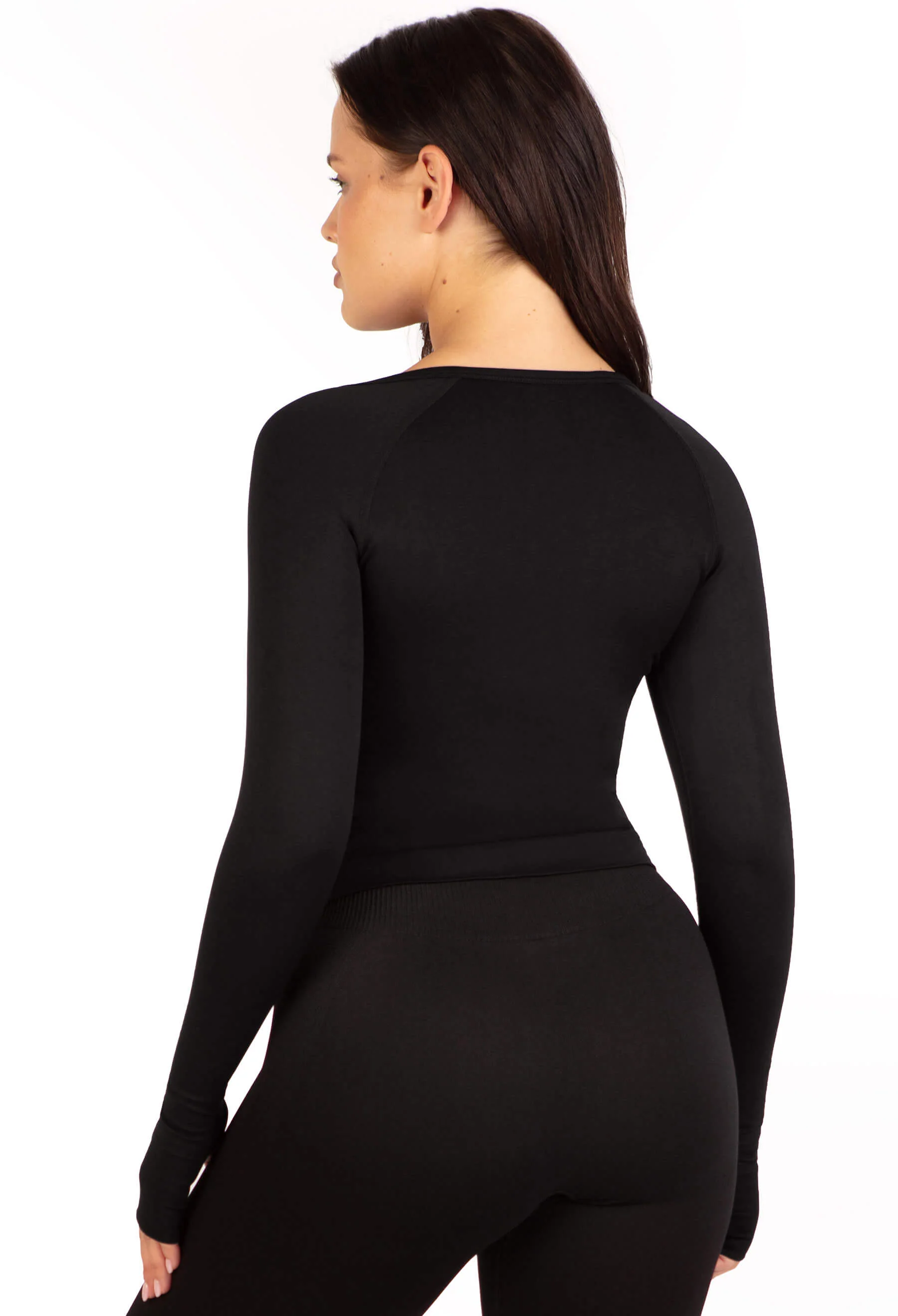 Seamless Square Neck Long Sleeve Top - Image 4