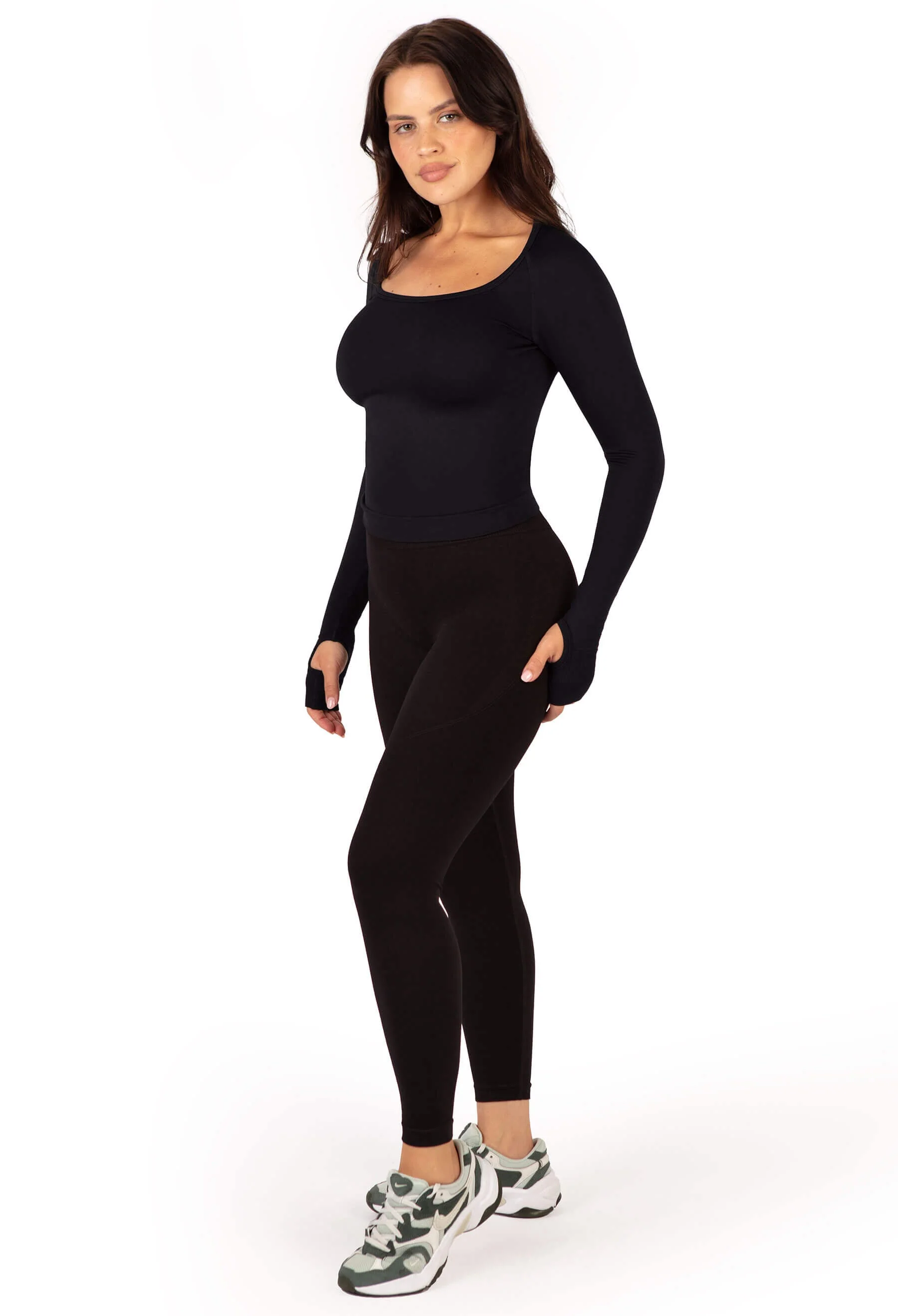 Seamless Square Neck Long Sleeve Top - Image 5