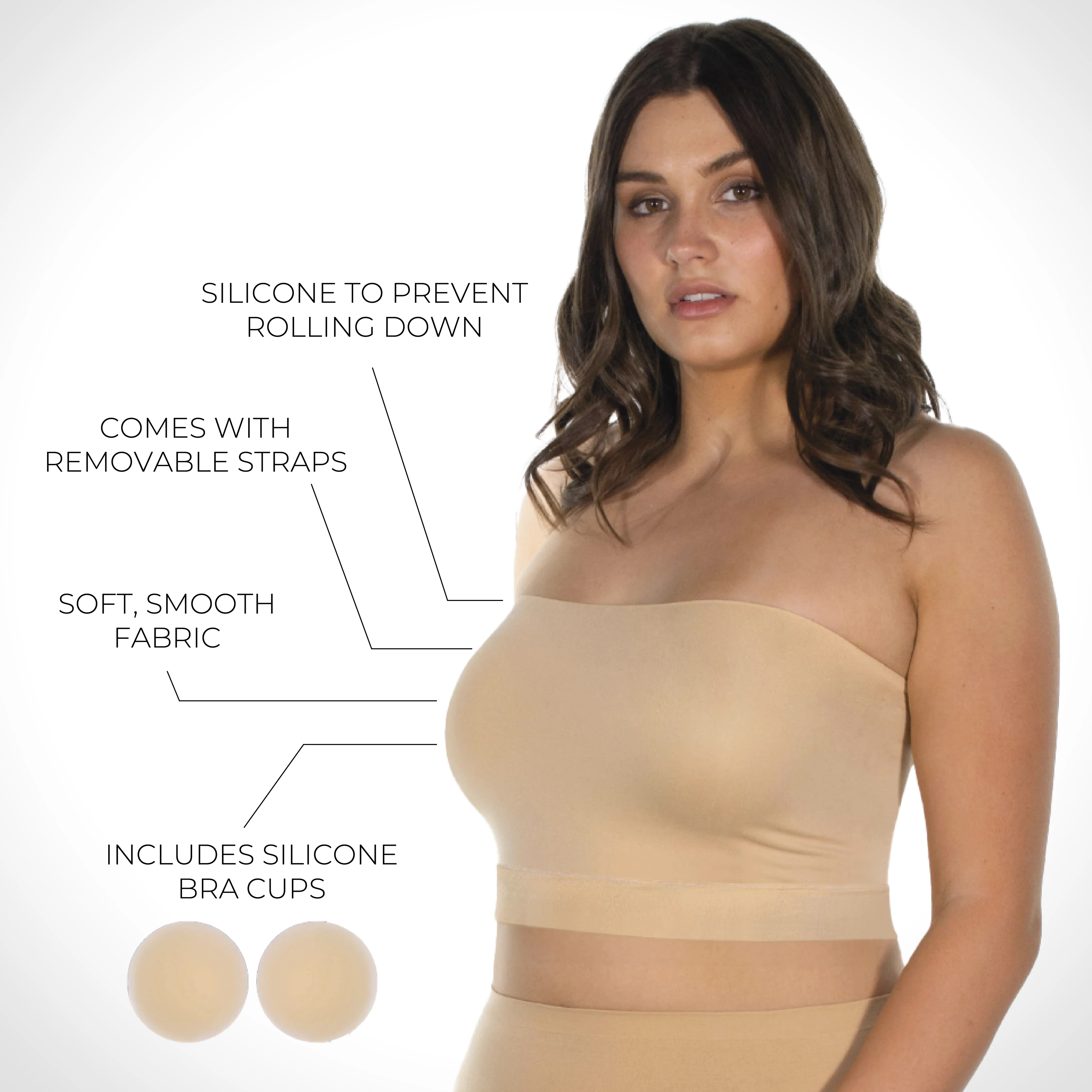 Sleek Bandeau Top with Silicone Bra Pads Set - Image 6